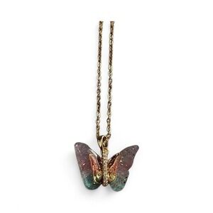 Golden steel butterfly necklace with rainbow gradient